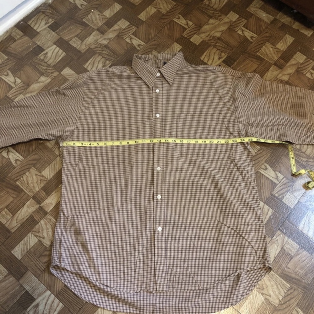 GAP Men's Tan Checkered Button Down Shirt